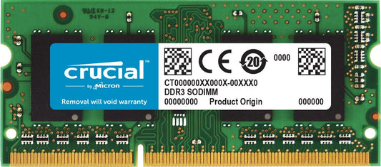 Crucial 4GB Single DDR3/DDR3L 1600 MT/S (PC3-12800) Unbuffered SODIMM 204-Pin Memory - CT51264BF160B