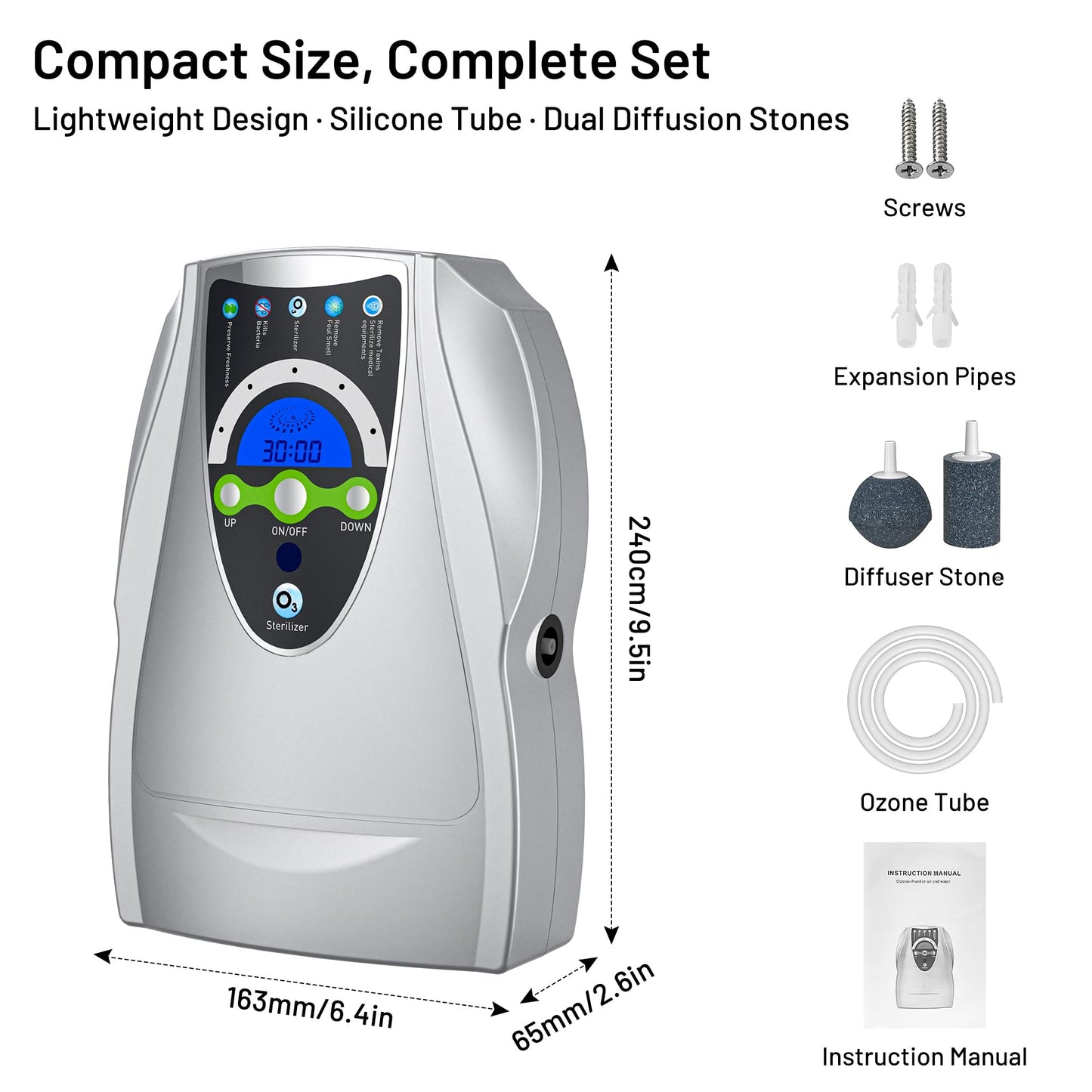 Ozone Machine Generator, Multifunctional with Timer, 500mg/h Portable Ozone Machine for Home, Kitchen, Office, Cleaning Water, Fruits and Vegetables