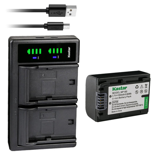 Kastar 1-Pack NP-180 Battery and LTD2 USB Charger Compatible with Minolta MN2K50NV - 2.7K Quad HD, MN4K25NV - 4K Ultra HD, MN4K20NV - 4K Ultra HD
