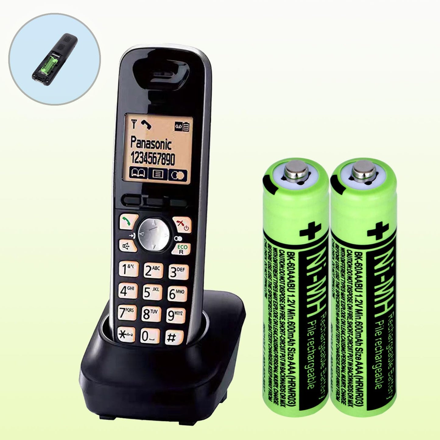 8 Packs BK-60AAABU 1.2V 600mAh Replacement Batteries,AAA Ni-MH Rechargeable Batteries 1.2V for Panasonic Cordless Phones, Phone Handset BK60AAABU