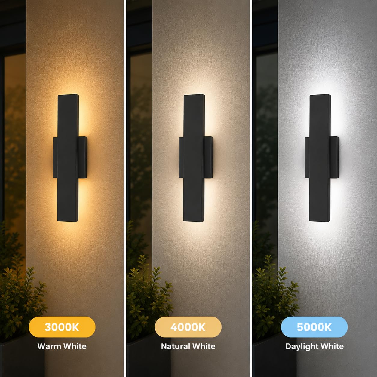 OUVR Outdoor Modern LED Wall Light, Linear Exterior Sconce, Waterproof Porch Light with Remote,3000K 4000K 5000K Dimmable Outdoor Lighting for Garage