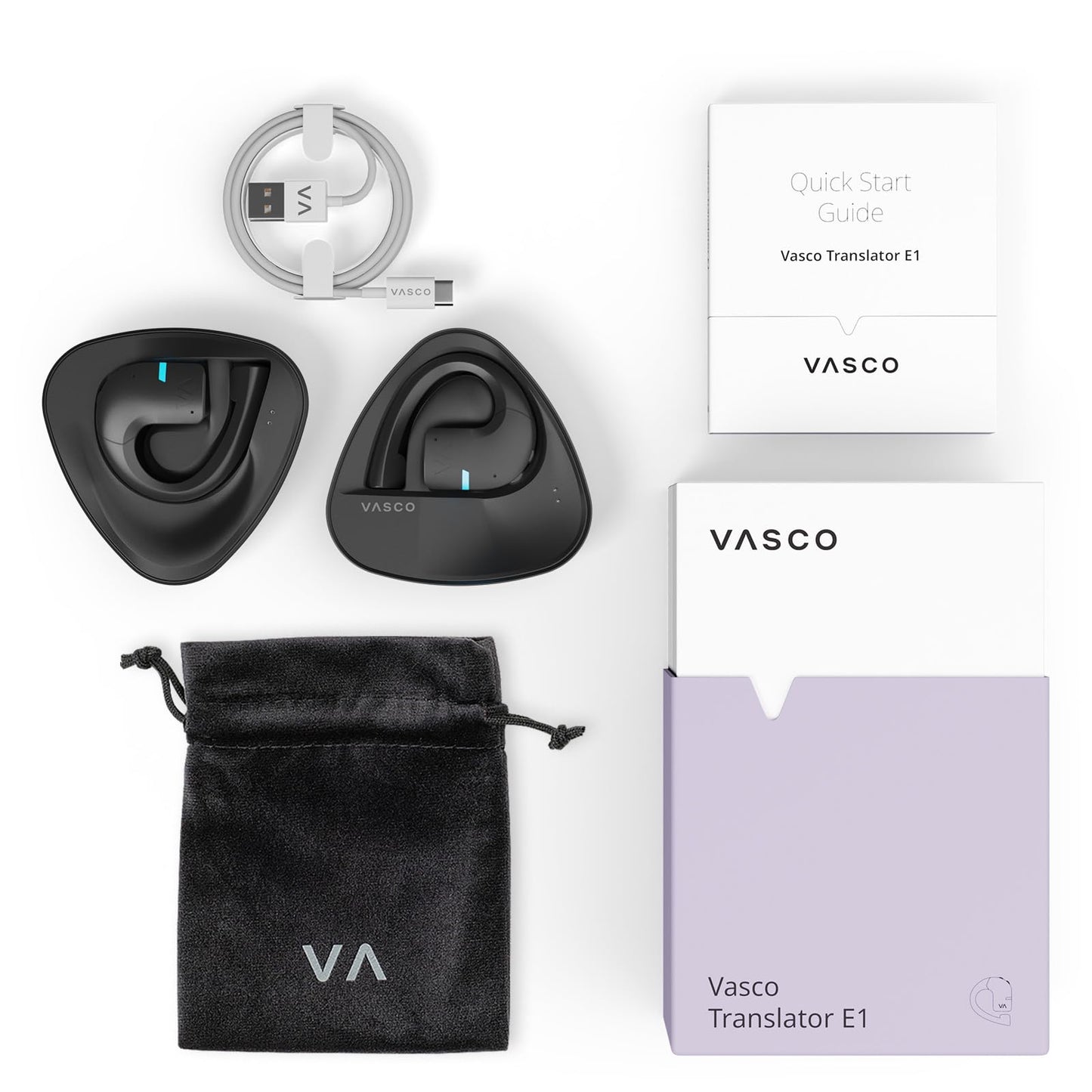 Vasco Translator E1 | Language Translator Earbuds with Over 50 Languages | Signature Exclusive Kit