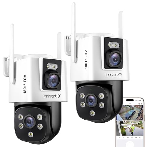 xmartO [Dual-CAM 180+° FOV] 6MP 2-in-1 WiFi Home Security Camera with AI Tracking, Pan Tilt Zoom, 5G Dual Band, Bluetooth Easy Setup (Standalone