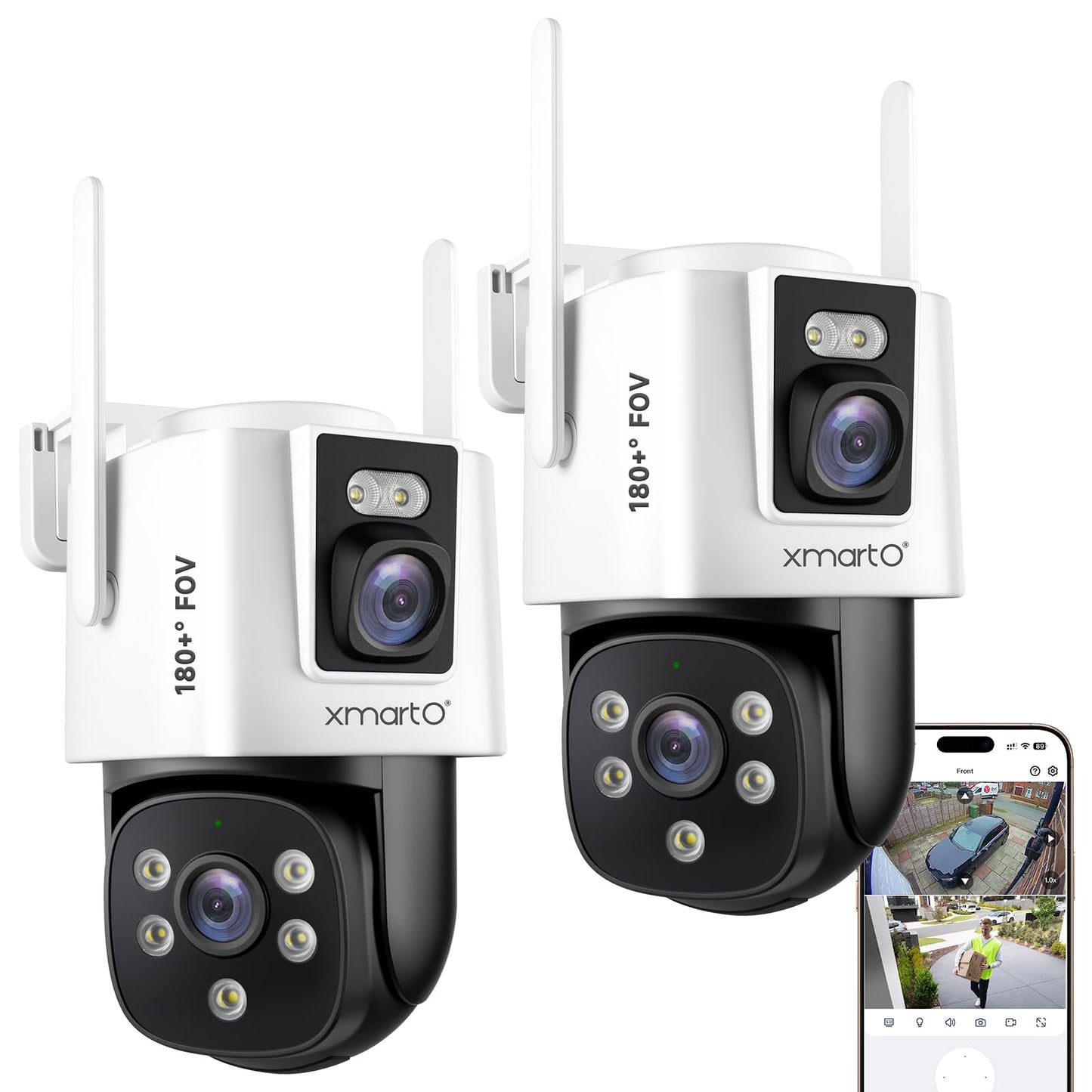 xmartO [Dual-CAM 180+° FOV] 6MP 2-in-1 WiFi Home Security Camera with AI Tracking, Pan Tilt Zoom, 5G Dual Band, Bluetooth Easy Setup (Standalone