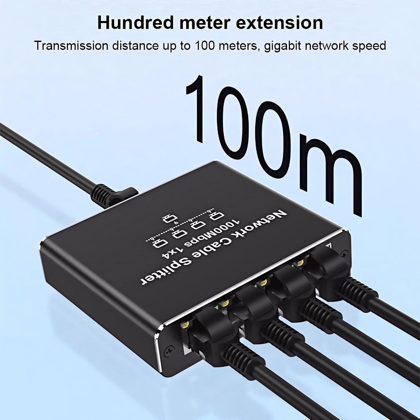 ShuoArmor 1 to 4 Gigabit LAN Splitter - 1000Mbps High Speed Network Hub | Supports Cat6/7/8 Cables | 4 Devices Simultaneous Connection | Stable & Low