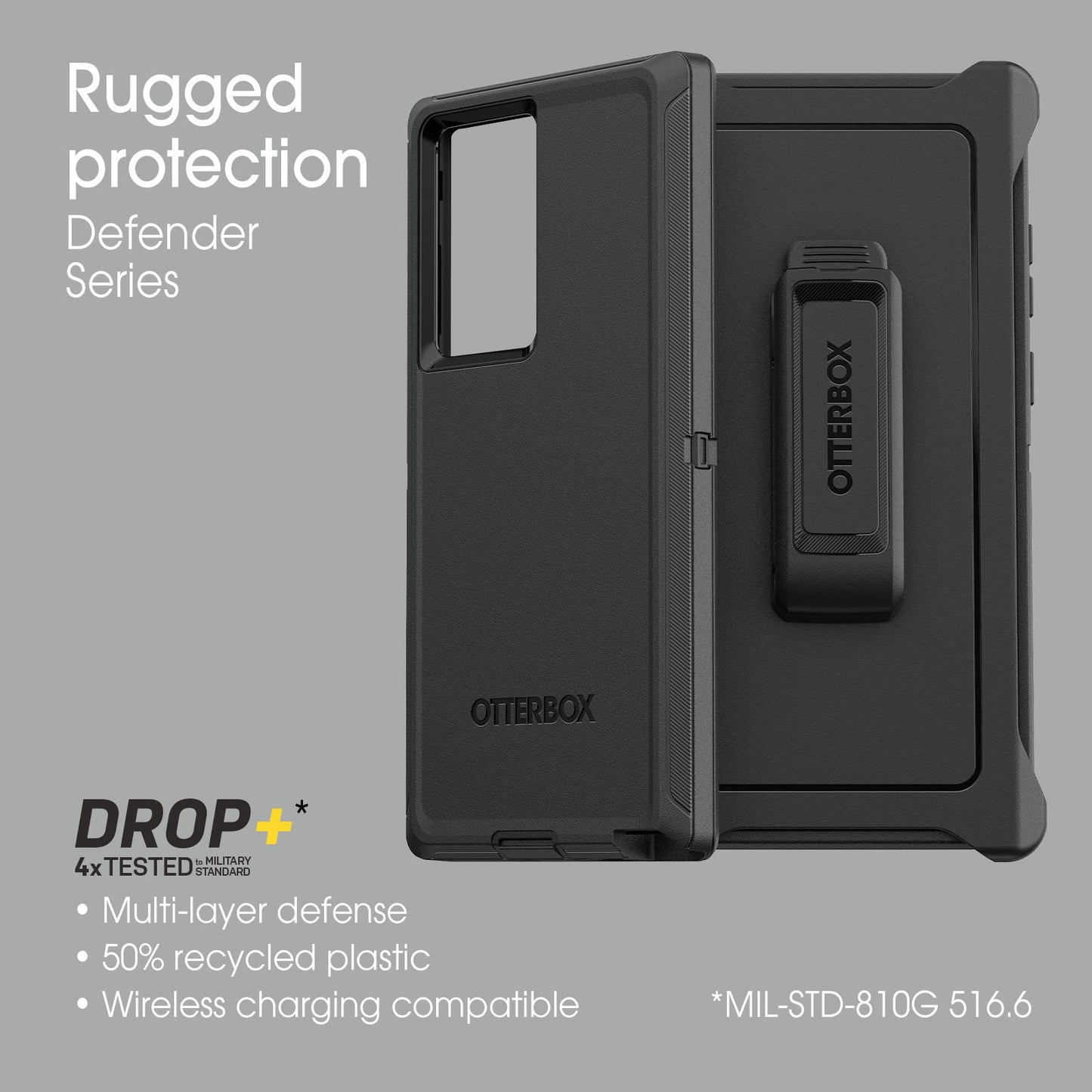 OtterBox Galaxy S22 Ultra Defender Series Case - FORT BLUE, rugged & durable, with port protection, includes holster clip kickstand