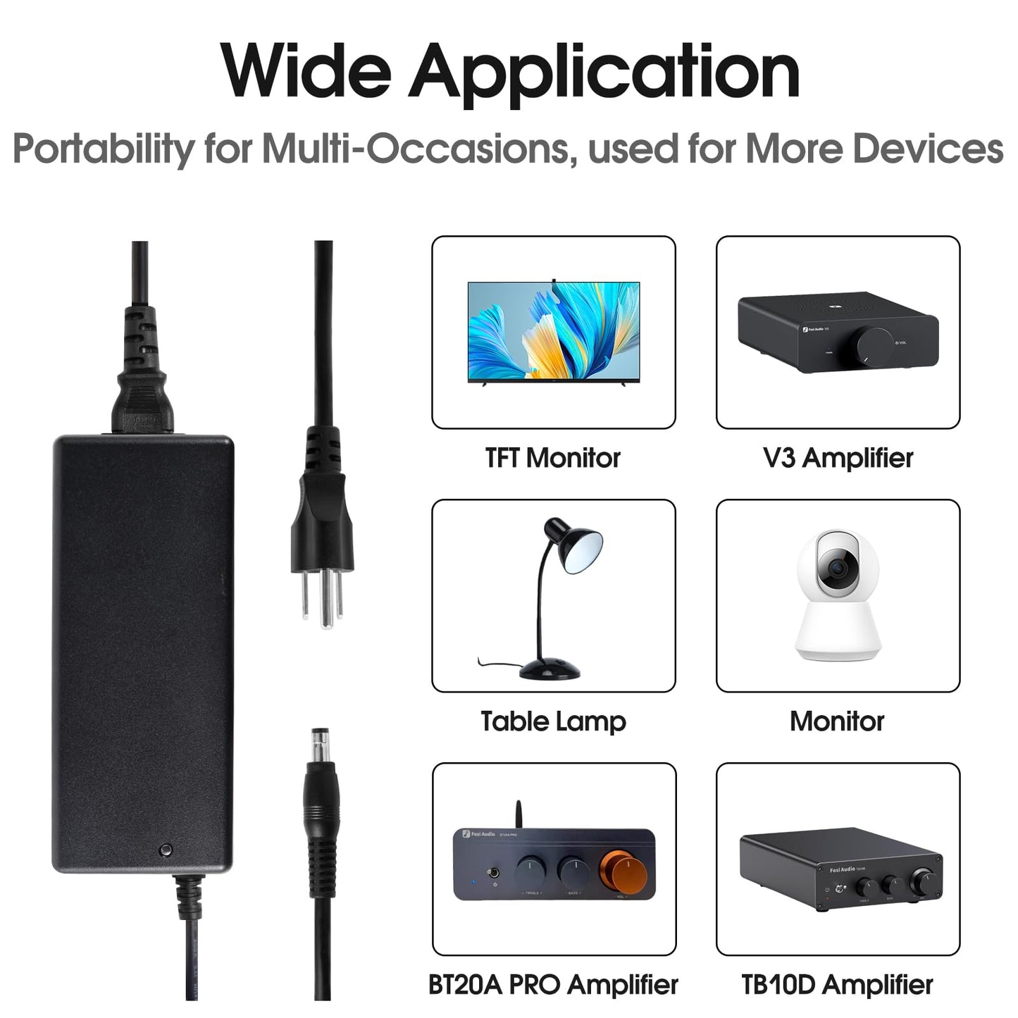 32V 5A Power Adapter Supply, 32V 5A Power Supply for Home Audio Bluetooth Stereo 2 Channel 2.1CH Receiver Amplifier Mini Hi-Fi Class D Integrated Amp.
