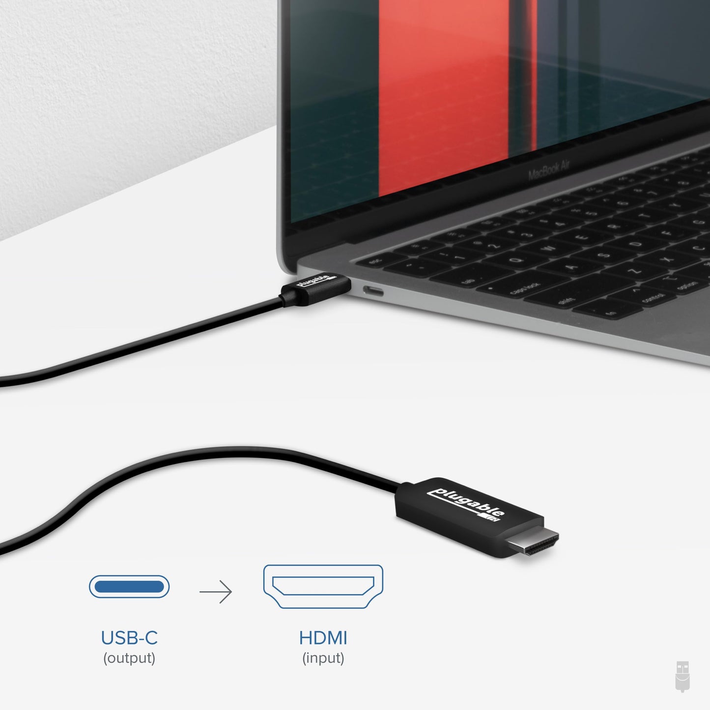 Plugable USB C to HDMI Cable 6ft / 1.8m, HDMI 2.0, USB4 / Thunderbolt Adapter for 4K Monitor, 4K 60Hz (USBC-HDMI-Cable) for iPhone 15, iPad Pro