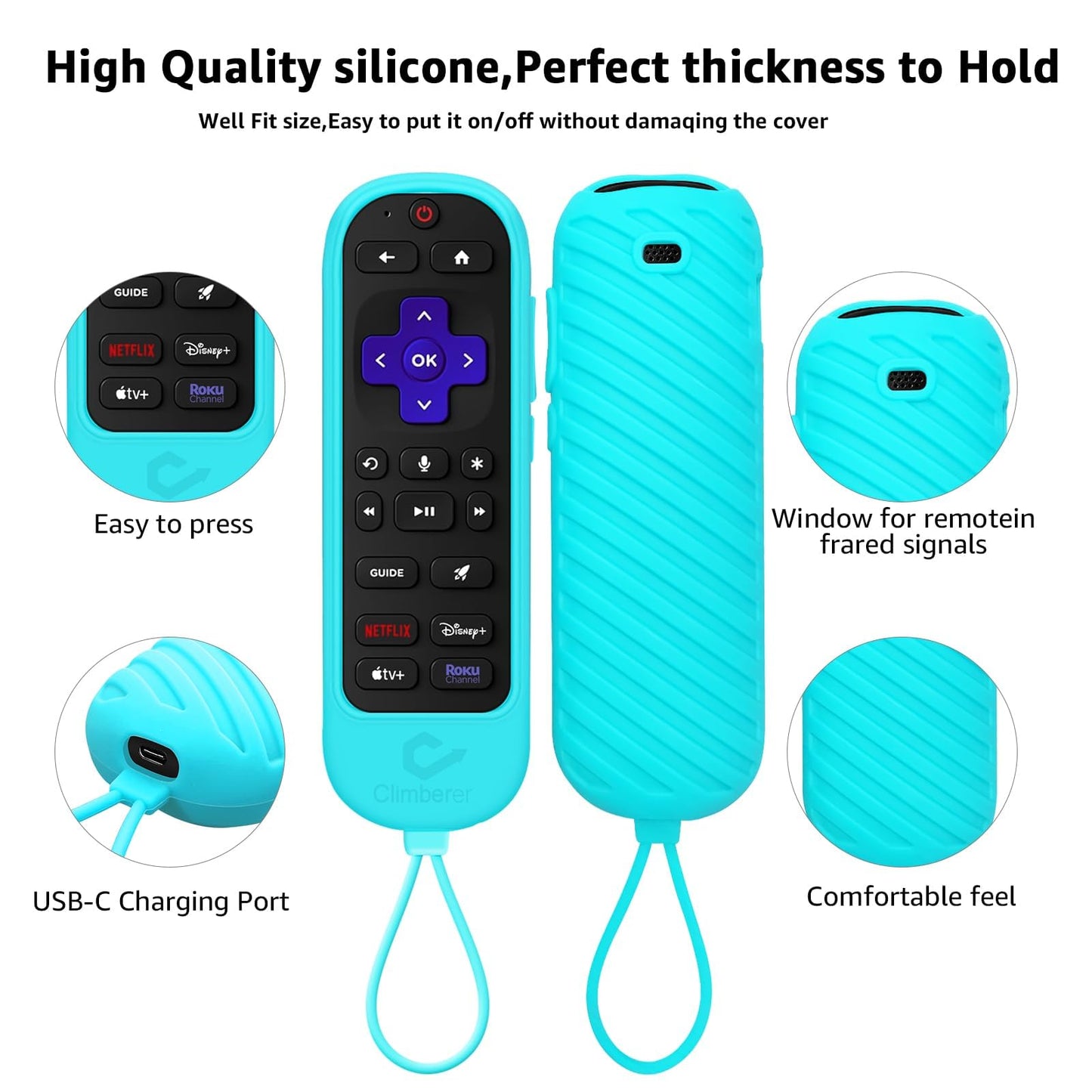 [2 Pack] Climberer Remote Case Cover Compatible with Roku Ultra/Roku Voice Remote Pro (2nd Edition) & Rechargeable Roku Pro, Glow in The Dark Makes it