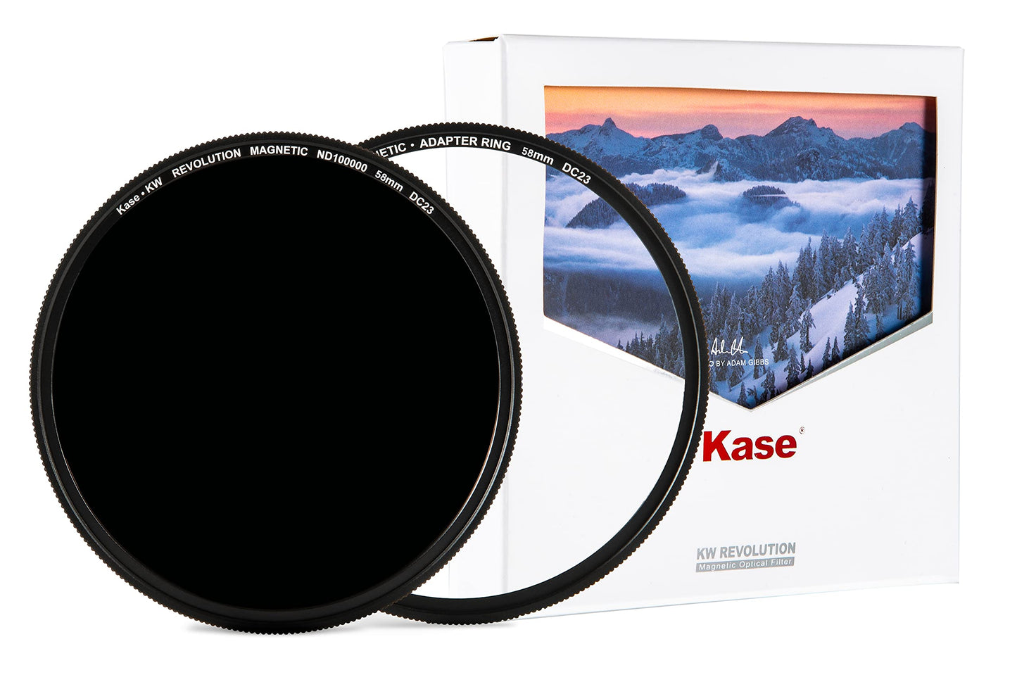 Kase Wolverine Revolution 58mm Magnetic ND100000 16.5 Stop Shockproof Tempered Optical Glass Filter w Orange Ring & Adapter