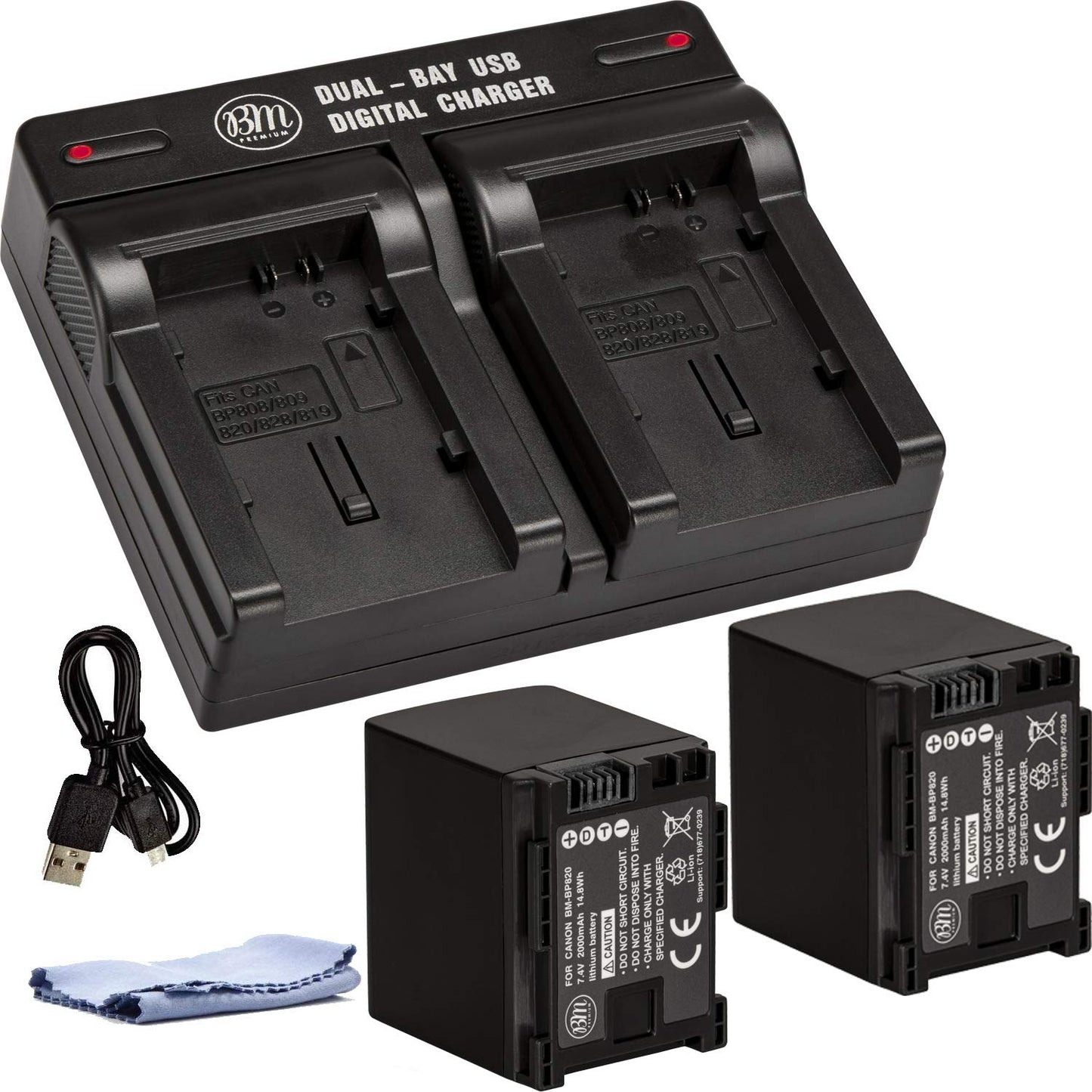 BM 2 BP-820 Batteries and Dual Battery Charger for Canon VIXIA HF G50, HF G60, HF G70, XA40, XA45, XA50, XA55, HFG30, HFG40, HFM301, HFM41, HFM400
