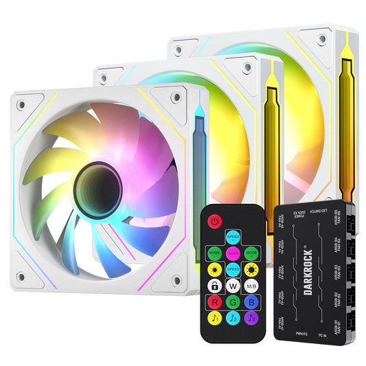 DARKROCK F120 3in1 120mm Infinite Mirror Design Case Fans with 20 Ports Contoller Hub, 24 LED Lights PWM Control & ARGB Effect, Hydraulic HDB Bearing