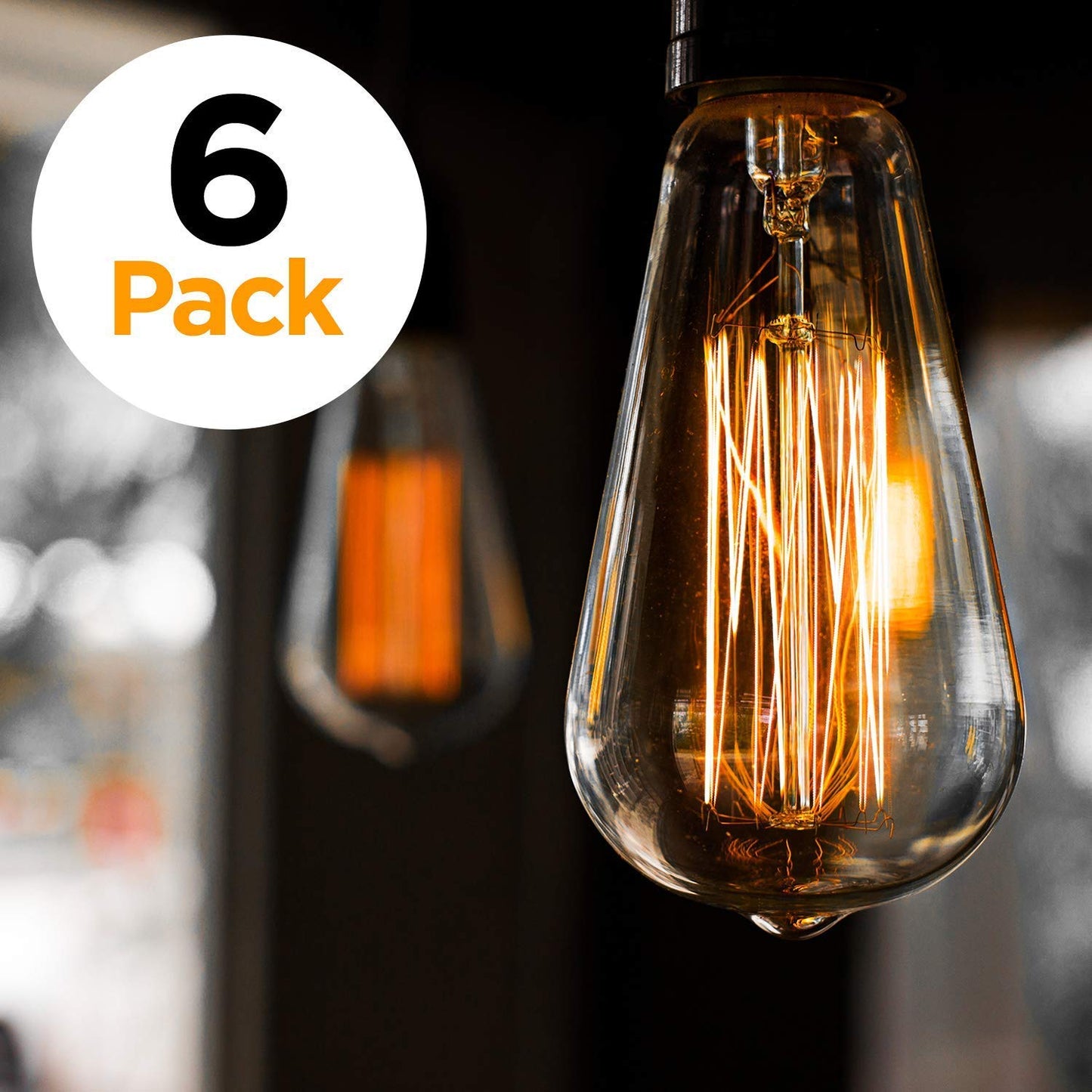 Newhouse Lighting ST64INC-6 ST64 Vintage Light Bulb 6-Pack Edison Bulbs-ST64 Style 60 Watts-Dimmable, Medium (E26) Standard Base E27-Squirrel Cage