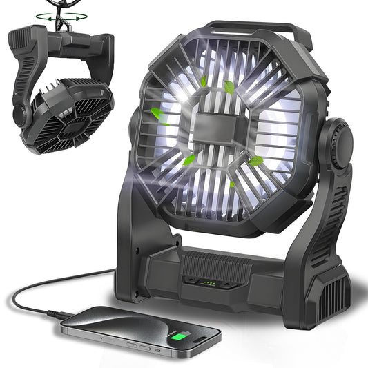 Portable Fan Rechargeable, 25400mAh Cordless Battery Powered Fan with LED Lantern, USB C Battery Operated for Travel Bedroom Home Camping Tent Office