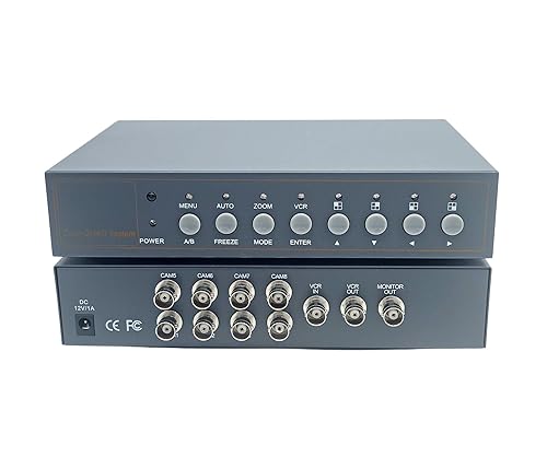 Evertech 8 Channel Analog CCTV Video Multiplexer Color Quad Processor Screen Splitter with Remote Control