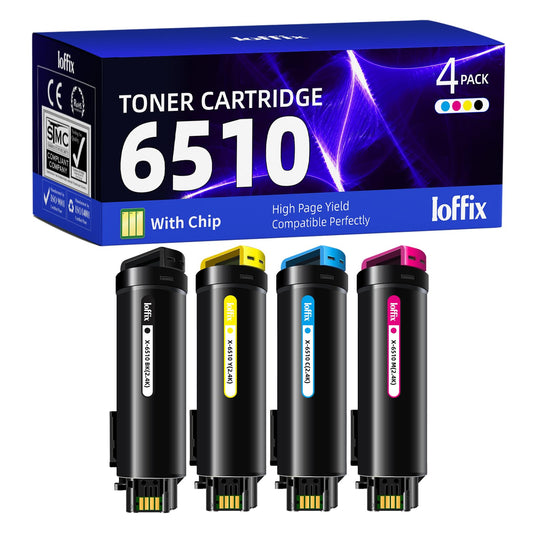 Ioffix 6510 Compatible Toner Cartridge 6510 6515 106R03477 106R03478 106R03479 106R03480 Compatible with Xerox Phaser 6510, WorkCentre 6515 High Yield