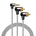 CableCreation 3.5mm to RCA Cable 3FT, Angle 2RCA Male to 3.5mm Male Stereo Y Splitter Adapter Compatible with Phones, Laptop, HDTV, Speaker, Echo Dot