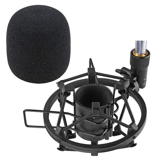SUNMON SM58S Microphone Shock Mount Holder with Foam Windscreen for Absorbe Vibration and Noise, Pop Filter Suitable for SM58S, SM58 Dynamic Mic