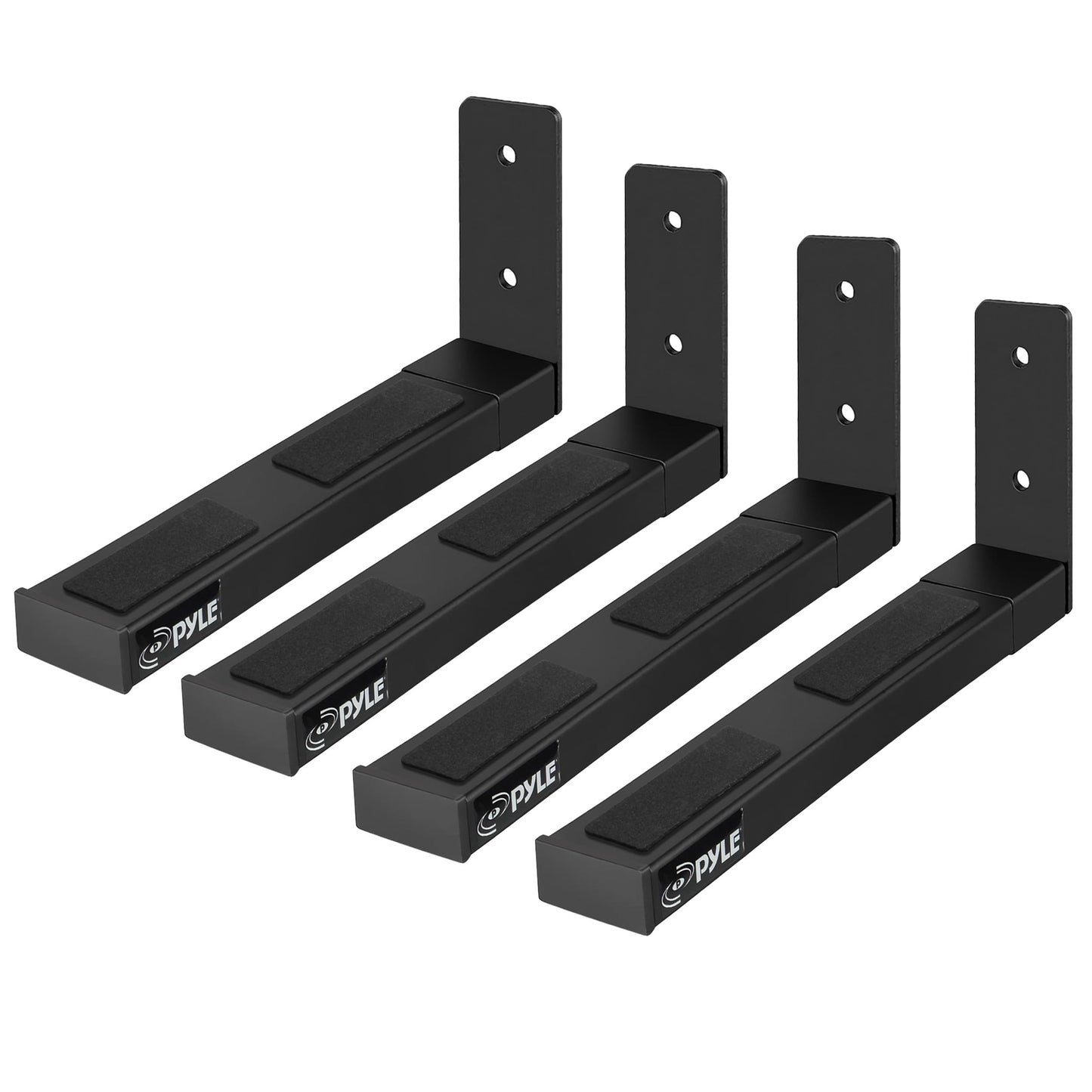 Pyle Adjustable Speaker Wall Mount Brackets - 2 Pack (4 Brackets) Extendable Steel Arms for Center Channel, Small or Large Speakers & Soundbars - 110