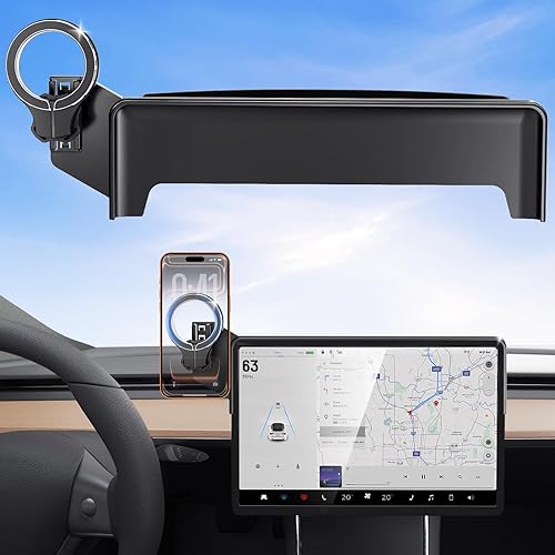 Magnetic Car Mount for Tesla Model Y 2020 2021 2022 2023 2024 & Model 3 2017 2018 2019 2020-2023: 360° Adjustable Car Touch Screen Phone Holder Made