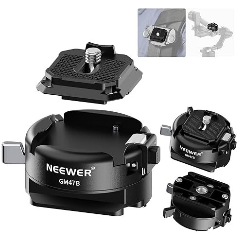 NEEWER GM47B Quick Release Plate Kit, Anti Twist Auto Lock Square QR Camera Tripod Mount Adapter & Clamp Base Compatible with DJI Ronin RS 4 Pro RS 3
