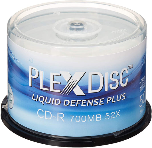 PlexDisc Water Resistant Glossy White Inkjet Printable CD-R 52x 700MB 80 Min, 50 Disc Spindle