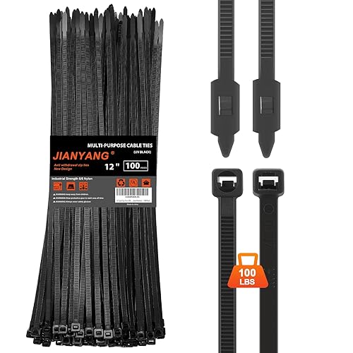 12 Inch Anti Withdrawal Zip Ties 100 LBS Tensile Strength Heavy Duty Cable Wire Ties With Self-Locking Adjustable More Durable Nylon Tie Wraps