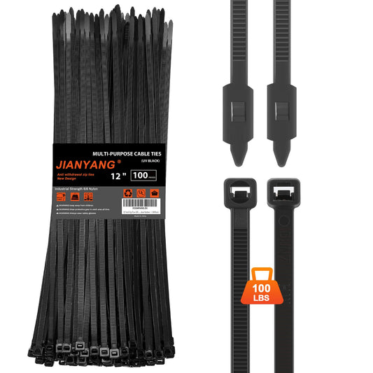 12 Inch Anti Withdrawal Zip Ties 100 LBS Tensile Strength Heavy Duty Cable Wire Ties With Self-Locking Adjustable More Durable Nylon Tie Wraps