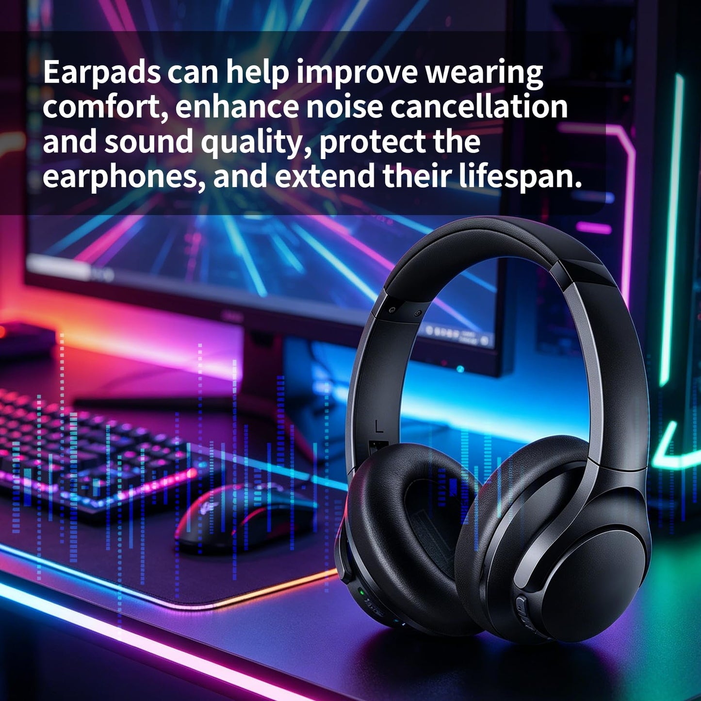 ZLiT Earpads for Anker Life Q20 Q20 BT Headphone Ear Cup Replacement Ear Pads Cushions Earmuffs Pads(Black)