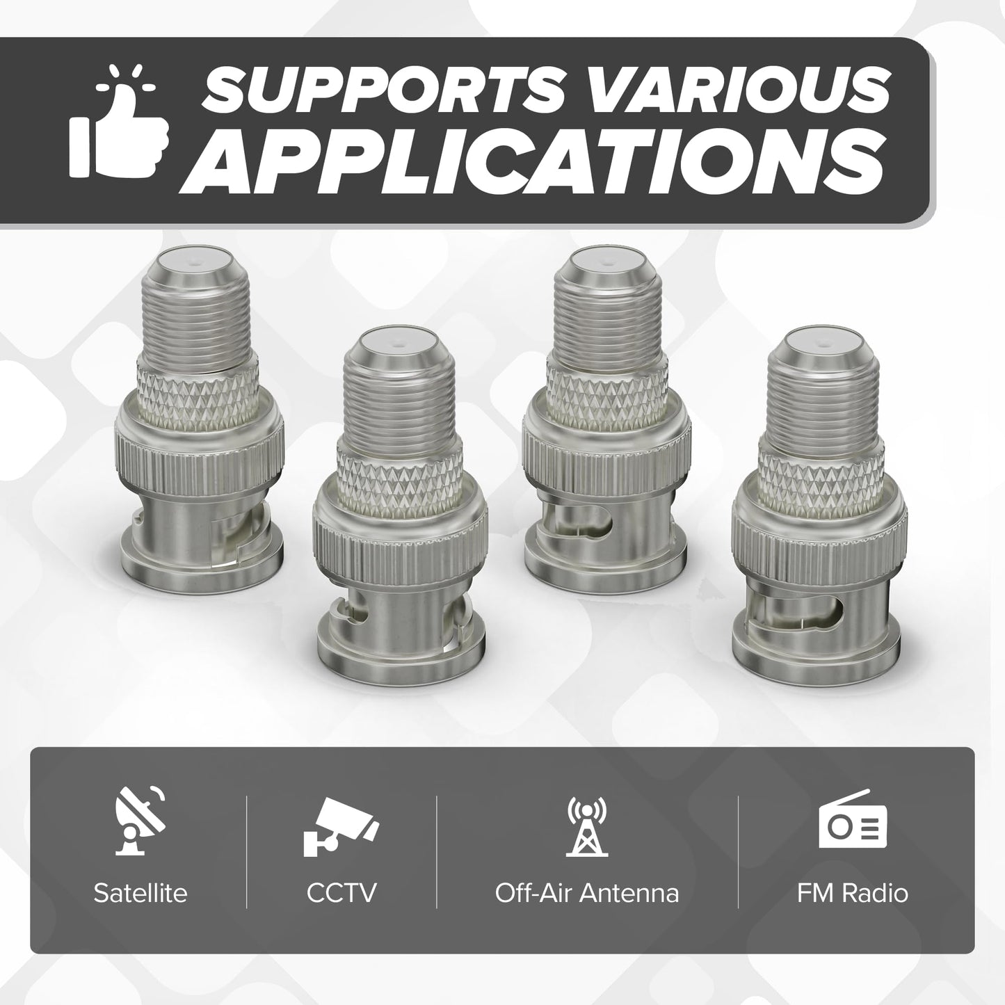 THE CIMPLE CO - RF (F81) to BNC Adapters for Coaxial Cables - BNC Male to Female F-Pin Connectors, Adapters, and Couplers for RG11, RG6, RG59, RG58