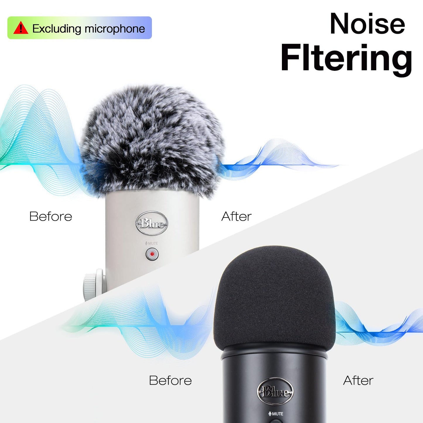 Windscreen Muff and Foam for Blue Yeti, Blue Yeti Pro USB Condenser Microphone, Indoor Outdoor Microphone Windshield 2 PACK by SUNMON