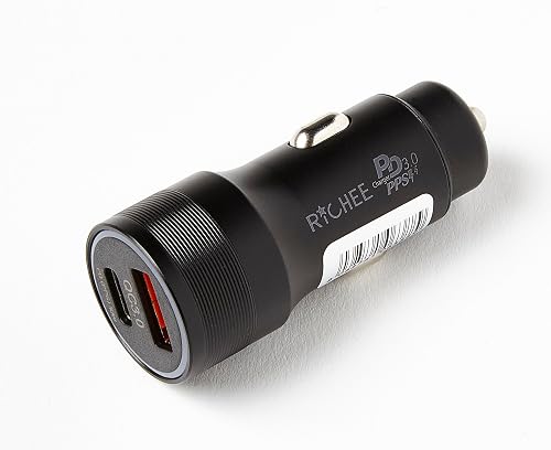 Richee Premium Dual-Port Car Charger FCC Certified 30W with 1 USB C Port & 1 USB A Port Compatible with iPhone 16/15/14/13/12/11/X, iPad, Mac Pro