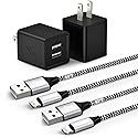 [Apple MFi Certified]iPhone Charger,Dual Port USB Wall Adapter i Phone Charger Block 2.1A 2Pack 6FT Fast Nylon Braided Data Sync Apple Fast Charging…