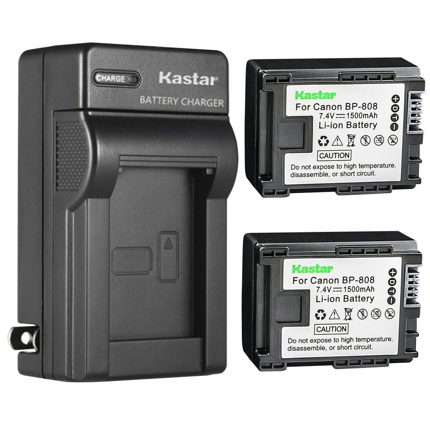 Kastar 2-Pack BP808 Battery and AC Wall Charger Compatible with Canon FS10, FS11, FS20, FS21, FS22, FS31, FS40, FS100, FS200, FS300, FS400, VIXIA HF