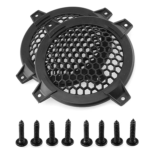 DGZZI 4Inch Grill Cover 2PCS 4inch Black Round ABS Plastic Mesh Grilles Car Audio Speaker Covers Woofer Subwoofer Grill