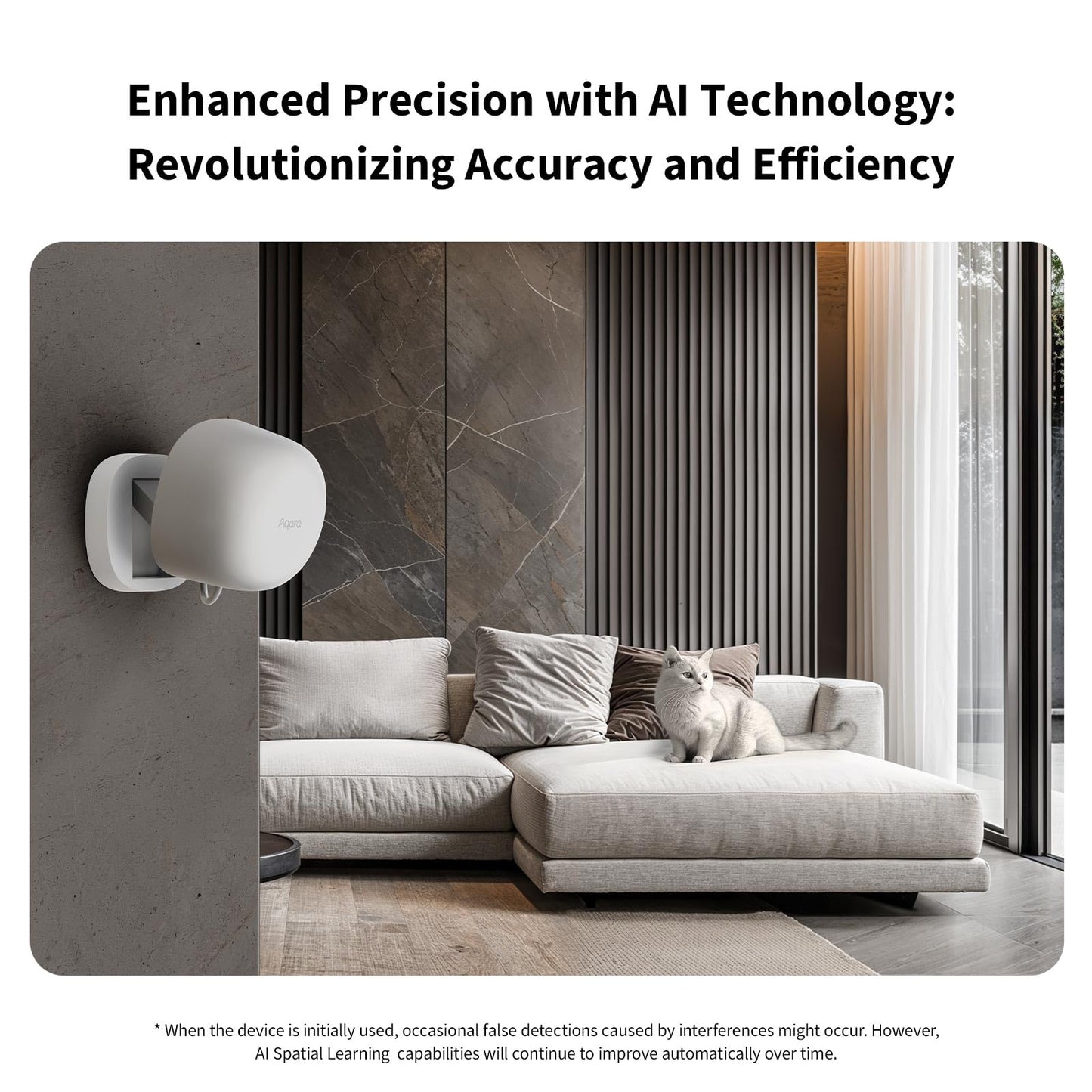 Aqara Zigbee Presence Sensor FP1E, mmWave Radar Wired Motion Sensor, AI Spatial Learning, Supports HomeKit, Alexa, Google Home, Matter Over Bridge