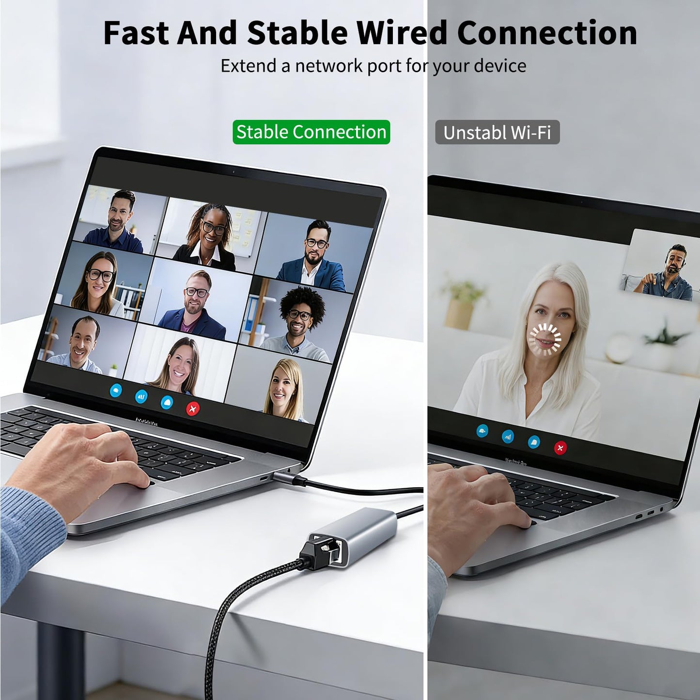 [MFi Certified] Lightning to Ethernet Adapter with Charging Port, 2-in-1 100Mbps Lightning to RJ45 Ethernet LAN Network Adapter, Compatible