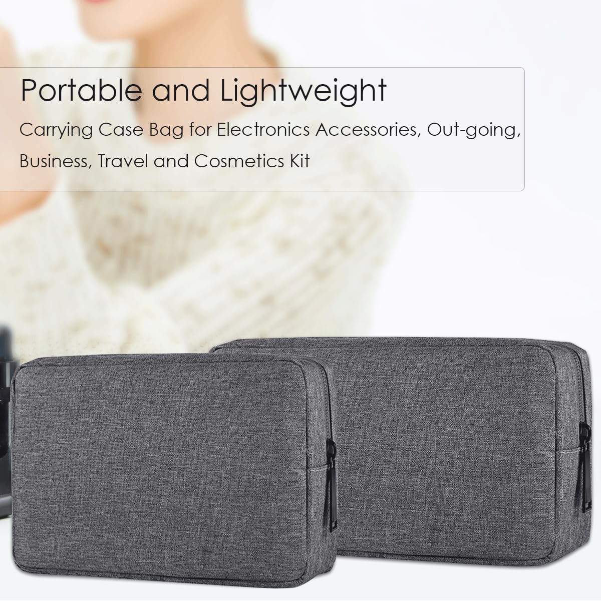 CAAORDKSO Electronics Organizer Travel Case, Travel Cable Organizer Pouch Electronic Accessories Carry Case Portable Waterproof Storage Bag for Hard
