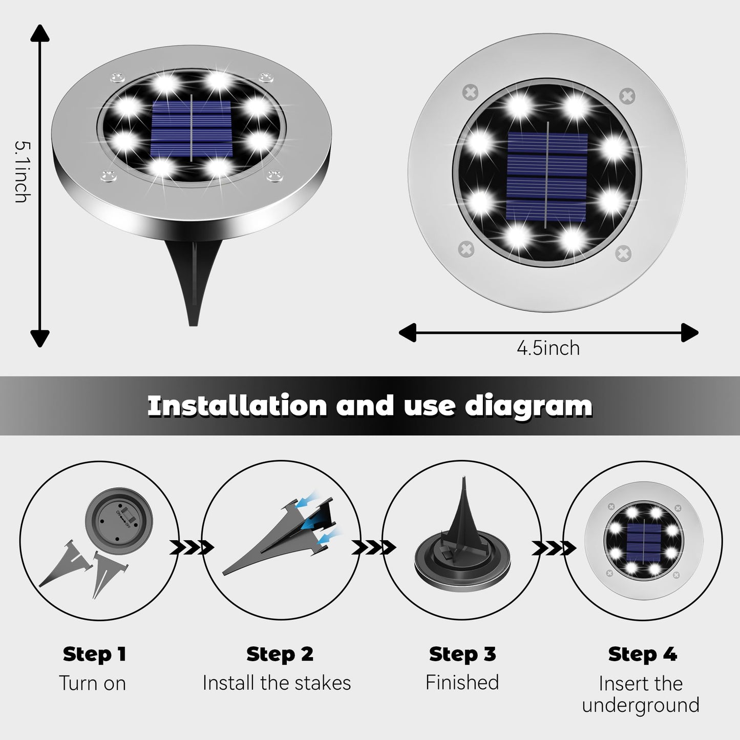DUUDO Solar Lights Outdoor 16 Pack, Solar Garden Outdoor Waterproof Pathway Lights Bright In-Ground Light Outdoor Lighting Decor for Lawn, Patio
