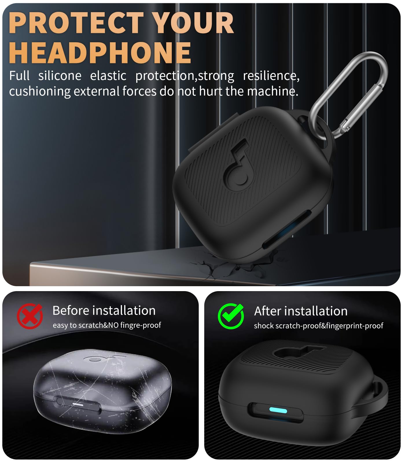 WADVCU for Soundcore C30i Case Cover, Silicone Protective Scratch Shock Resistant Logo Visible Design Cover Compatible with Soundcore C30i by Anker