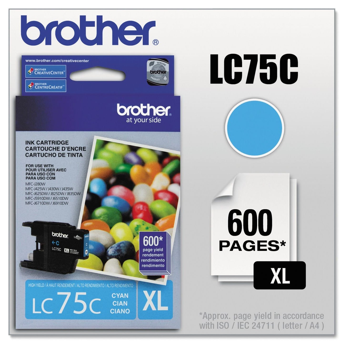 Brother LC75 Innobella High Yield Ink Cartridge, Select Color (600 Page Yield)
