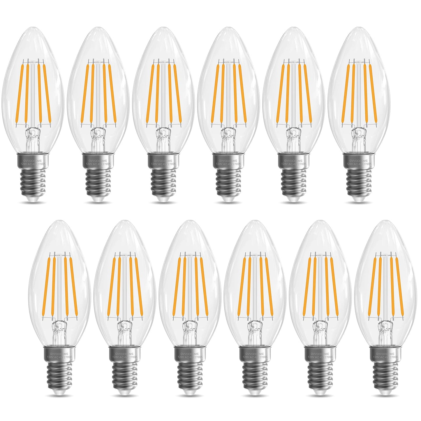 GvvooHome E12 Candelabra Bulb 40 watt Equivalent, E12 LED Bulb Soft White