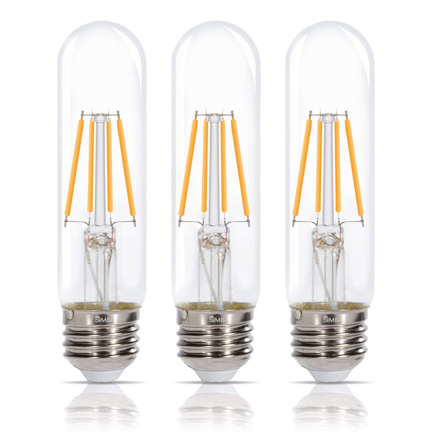Simba Lighting LED T10 Edison Filament 4W 120V Light Bulb E26 2700K, 3 Pack