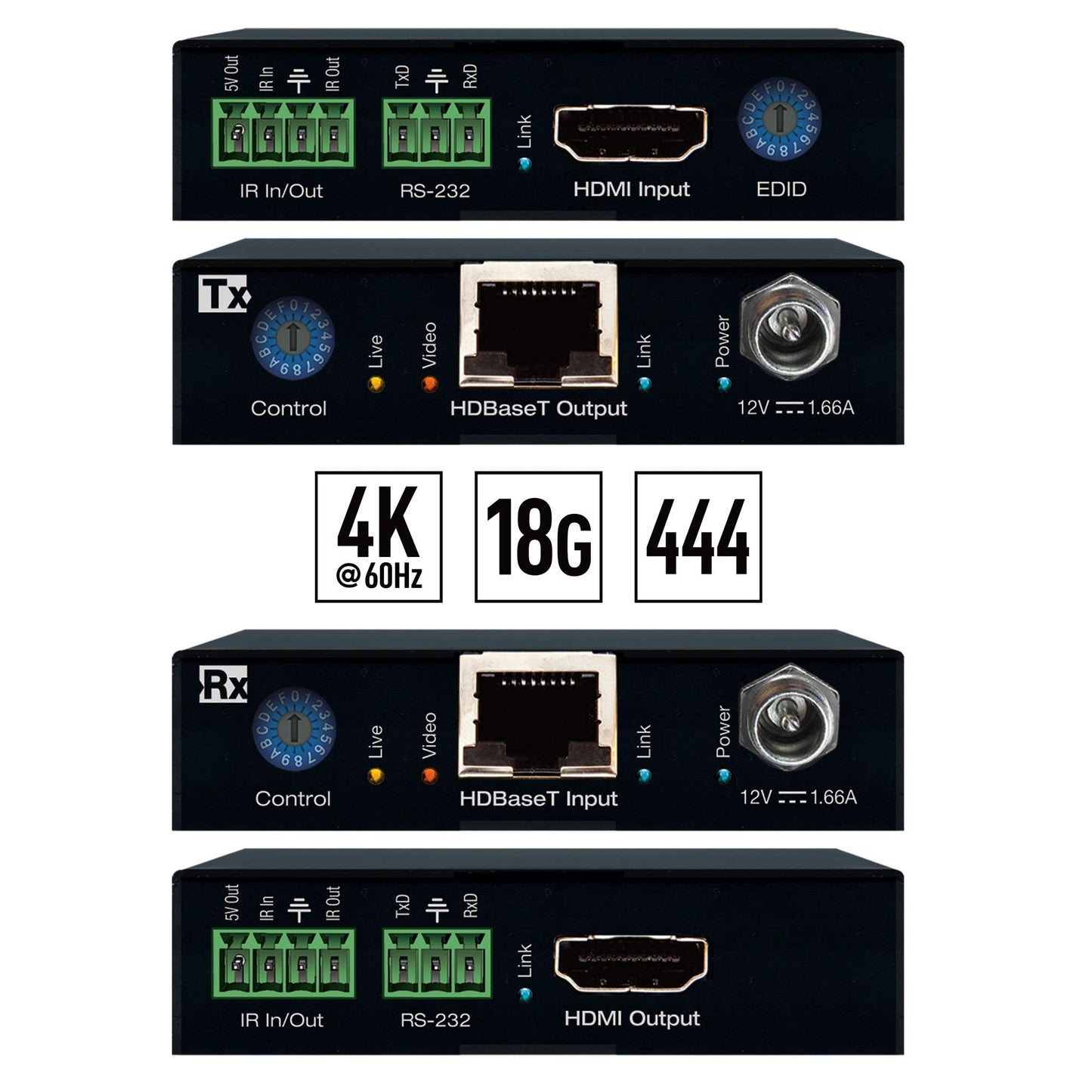Key Digital KD-X444S (WE-G8R-N-JJNJ): HDMI Over 40m CAT6 HDBaseT Extender Set