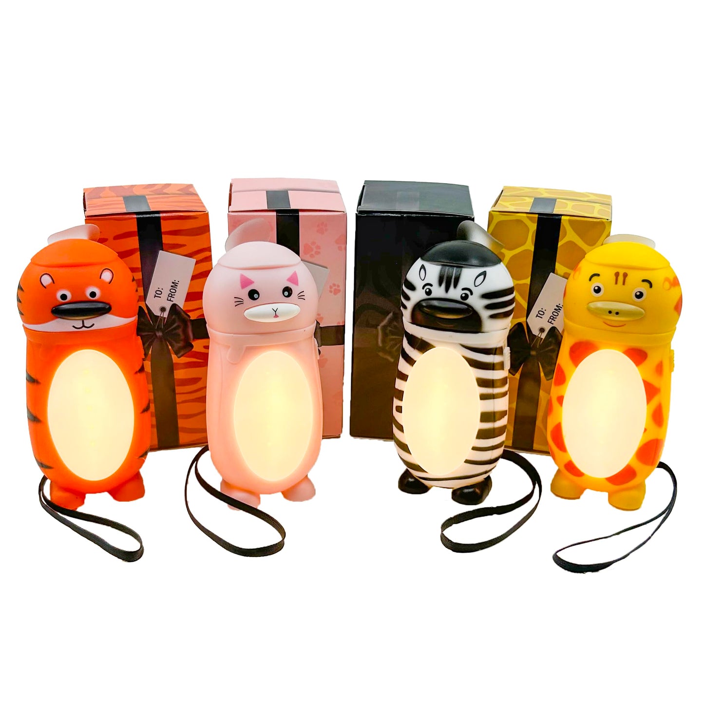 Flipo Luminals Small Personal Handheld Fan, Set of 4 Mini Portable Battery Operated Cordless Hand Fans AA-Battery Powered Pocket Fan for Personal