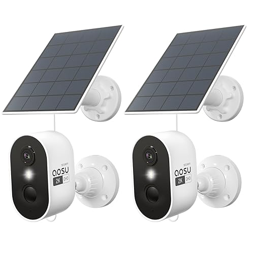 aosu 2K Solar Security Cameras Wireless Outdoor, Solar Outdoor Camera for Home Security, WiFi Camera with Color Night Vision, PIR Human Detection