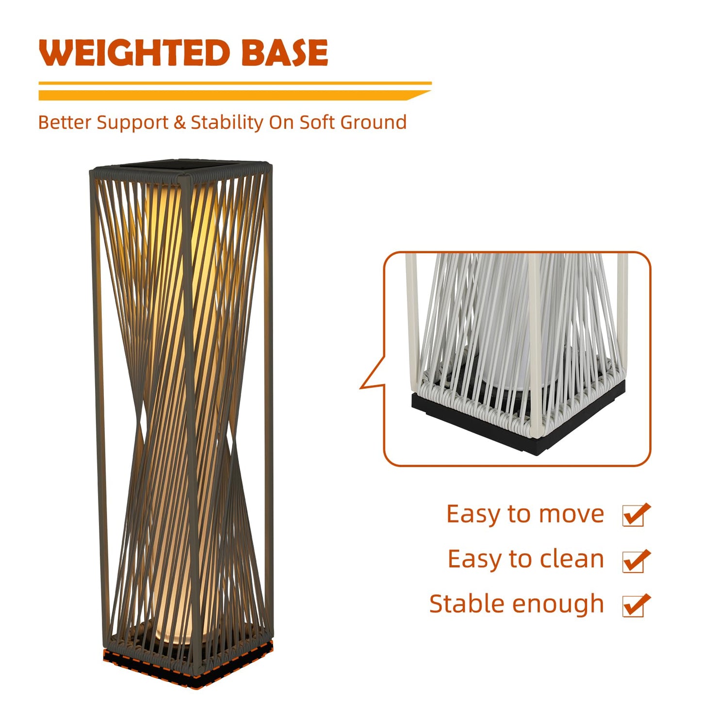 Solar Yard Outdoor Solar Floor Lamp Resin Wicker Solar Light Outdoor Waterproof for Yard, Garden, Pathway, Deck, Dazzle Dance (White)