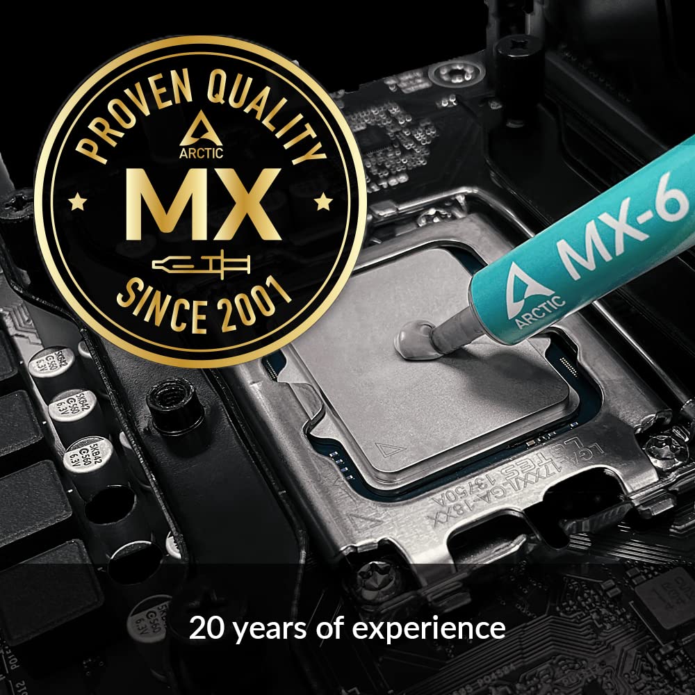 ARCTIC MX-6 (2 g) - Ultimate Performance Thermal Paste for CPU, Consoles, Graphics Cards, laptops, Very high Thermal Conductivity, Long Durability