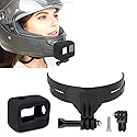 GEPULY Motorcycle Helmet Chin Mount for Action Cameras with Windslayer Foam Compatible with Gopro Hero 13 12 11 10 9 Black, Helmet Adhesive Kit Reduce