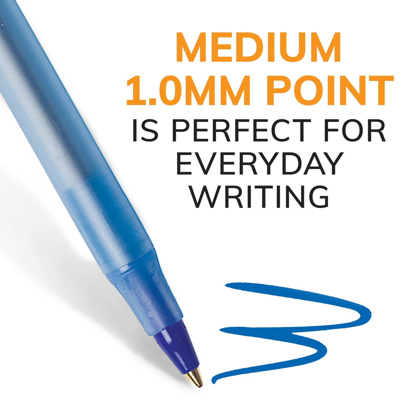 BIC Round Stic Xtra Life Blue Ballpoint Pens, Medium Point (1.0mm), 144-Count Pack of Bulk Pens, Flexible Round Barrel for Writing Comfort, No. 1